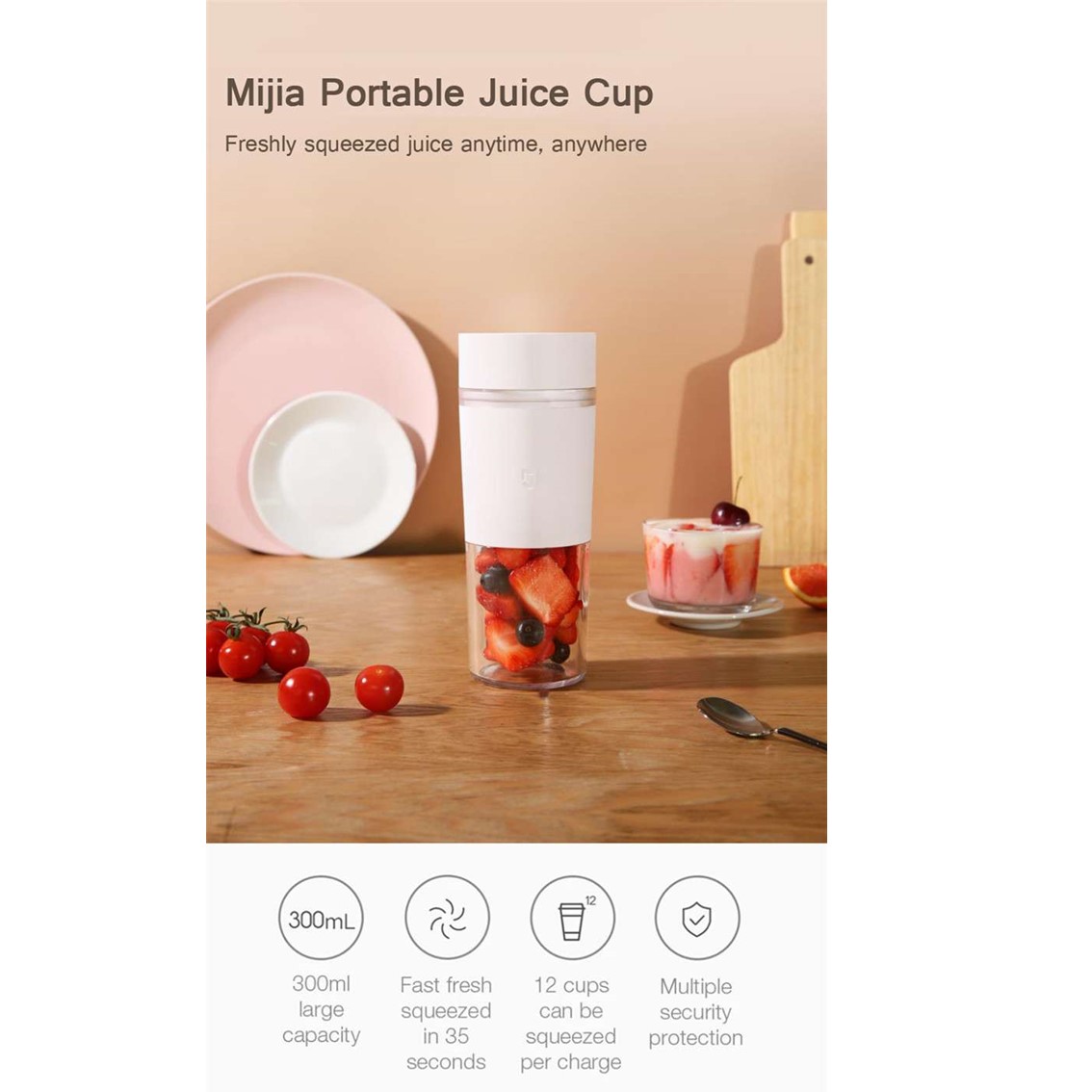 مخلوط کن قابل حمل شیائومی مدل Portable Fruit Juicer MJZZB01PL 300ml